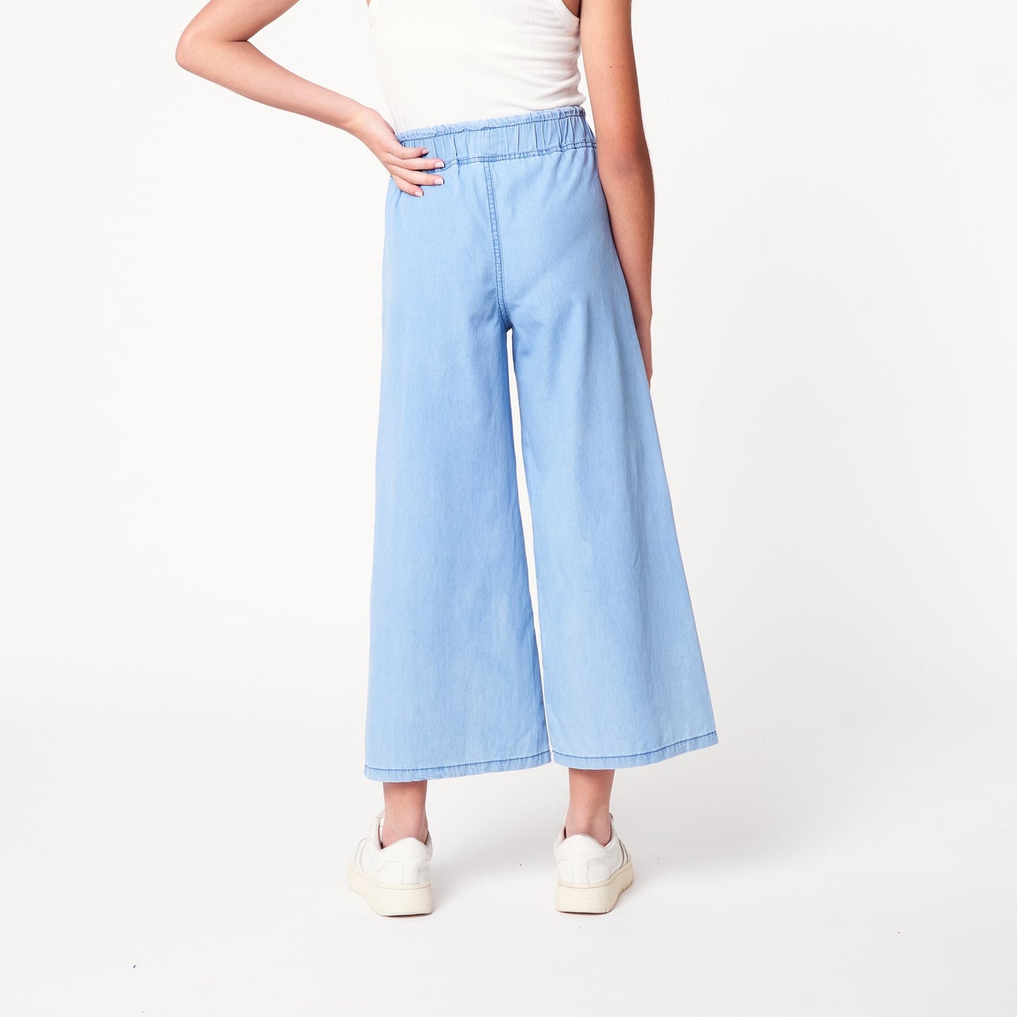 Pantalon Culotte Denim Celeste