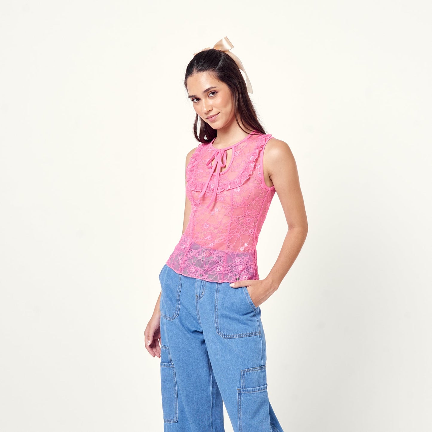 Blusa Encaje Fucsia