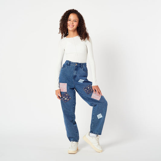 Jean Floral Azul
