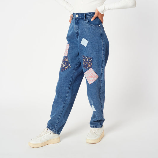 Jean Floral Azul